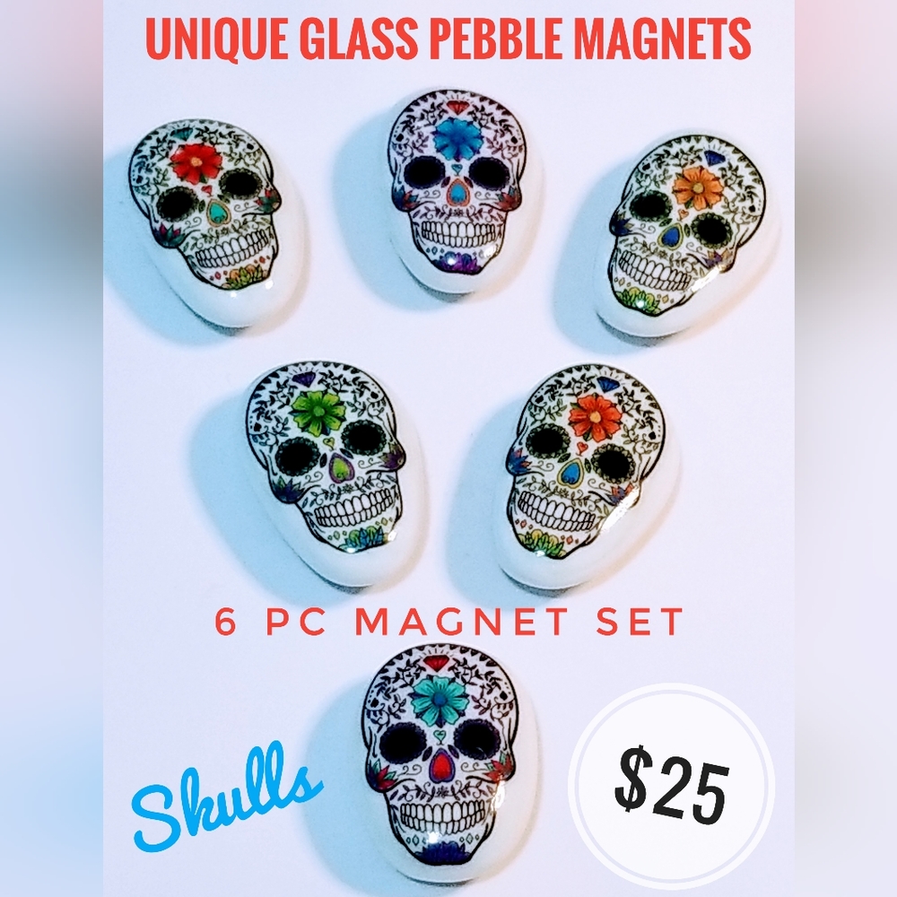 Skull Glass Magnet Set Handmade By Kimmiton Art Prints